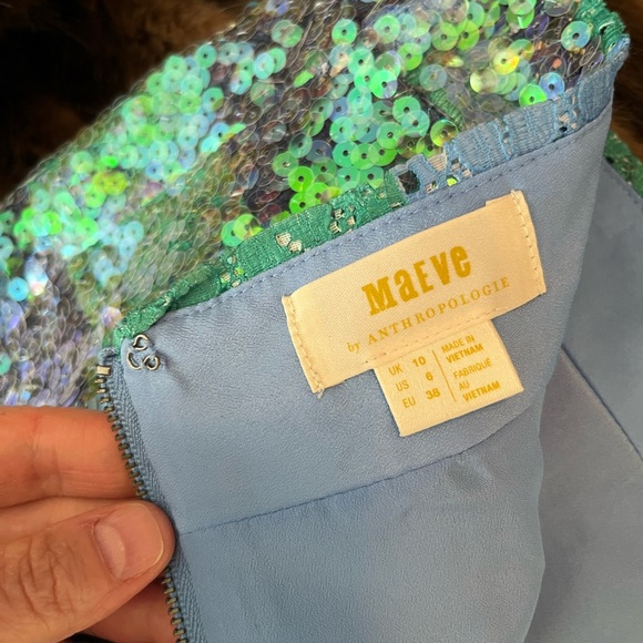 Anthropologie Maeve Green and Blue Sequin Pencil Skirt - Picture 4 of 5